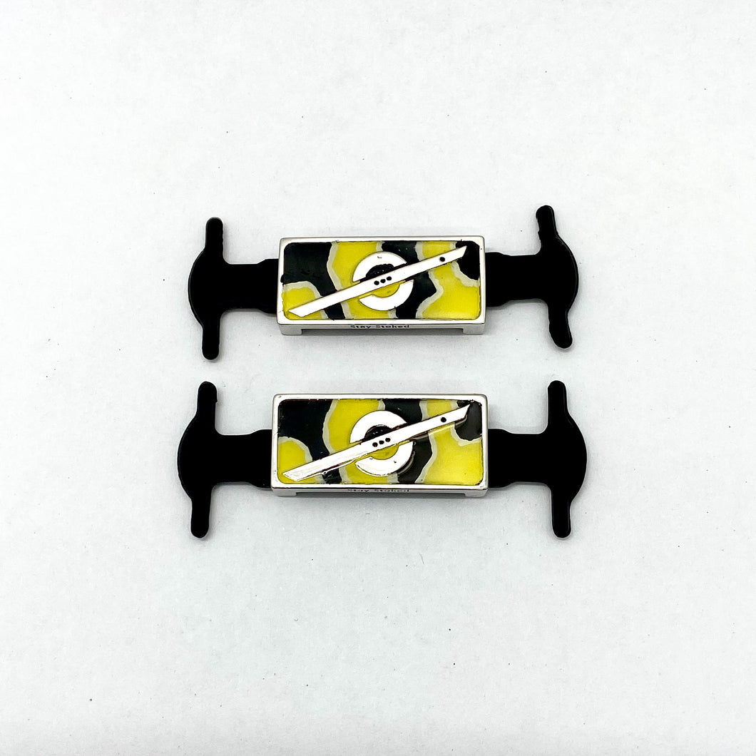 Black & Yellow, White Pinstriping Shoe Charms
